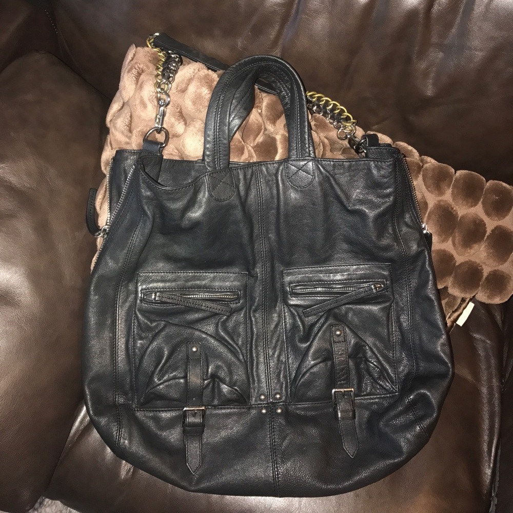 Leather chained tote